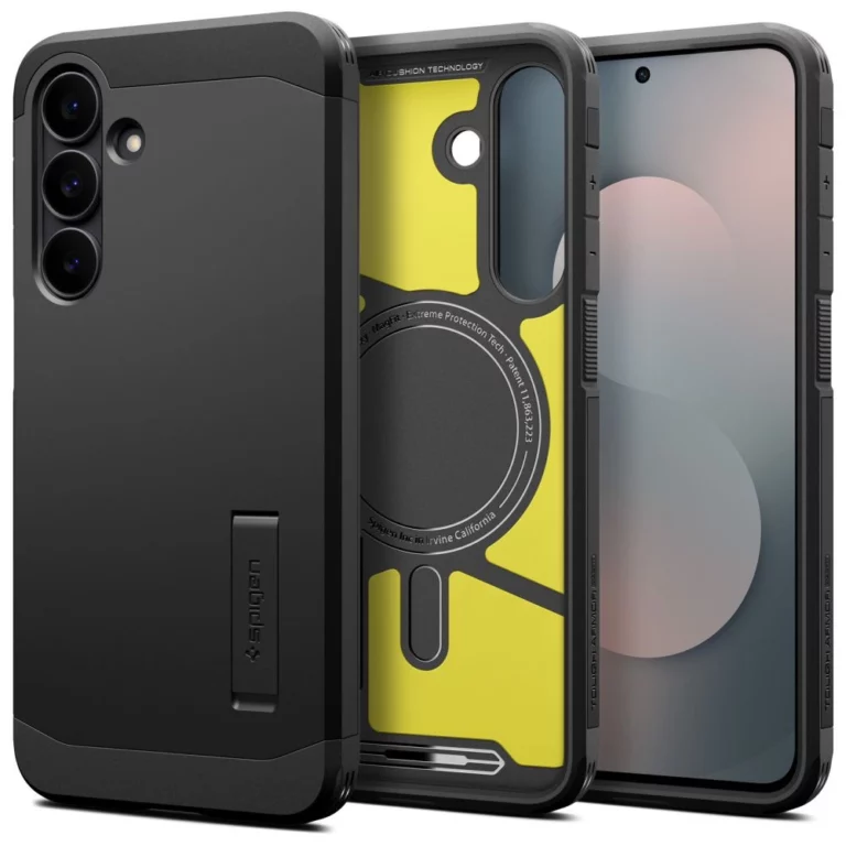 Etui Spigen Tough Armor Mag MagSafe na Samsung Galaxy S25 FE - czarno-żółte
