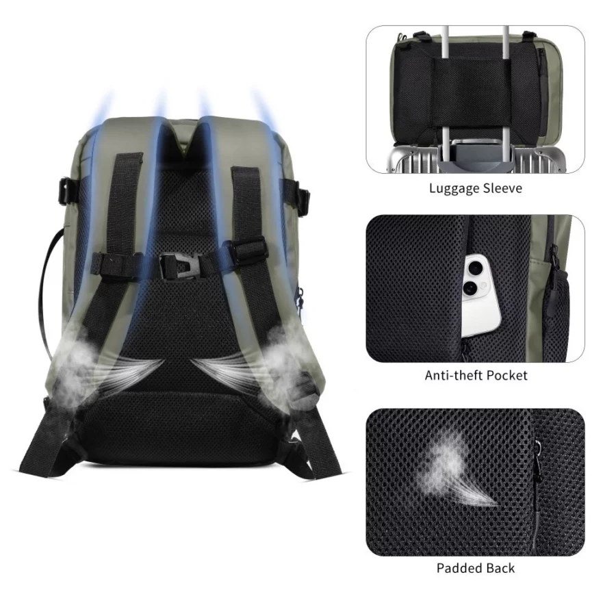 Plecak Tech-Protect Defender S50 do Ryanair & Wizzar, na laptopa 20L - oliwkowy