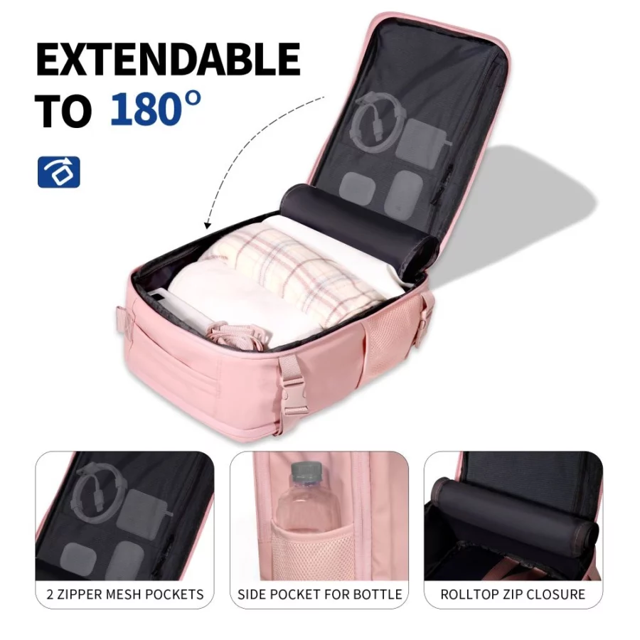 Plecak Tech-Protect Defender S50 do Ryanair & Wizzar, na laptopa 20L - różowy