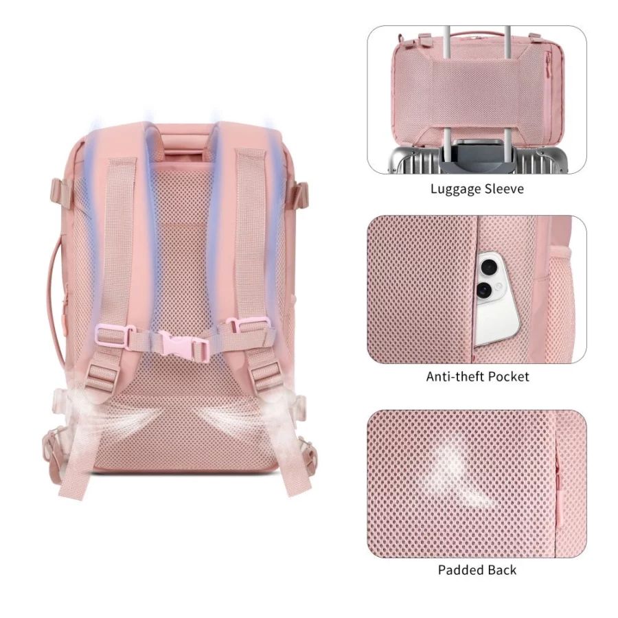 Plecak Tech-Protect Defender S50 do Ryanair & Wizzar, na laptopa 20L - różowy