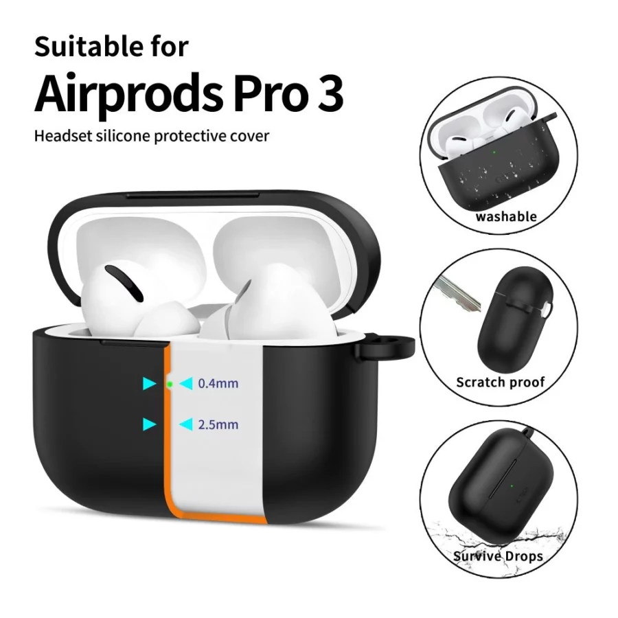 Etui Tech-Protect Silicone Hook na AirPods Pro 3 - czarne