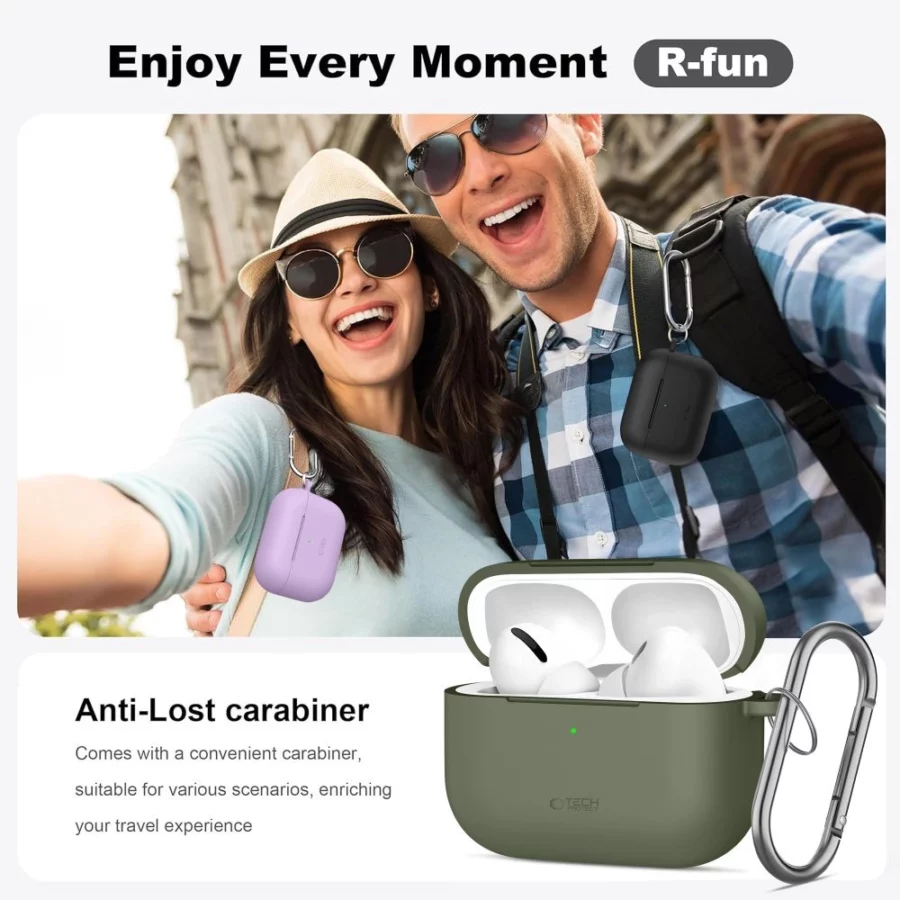 Etui Tech-Protect Silicone Hook na AirPods Pro - różowe