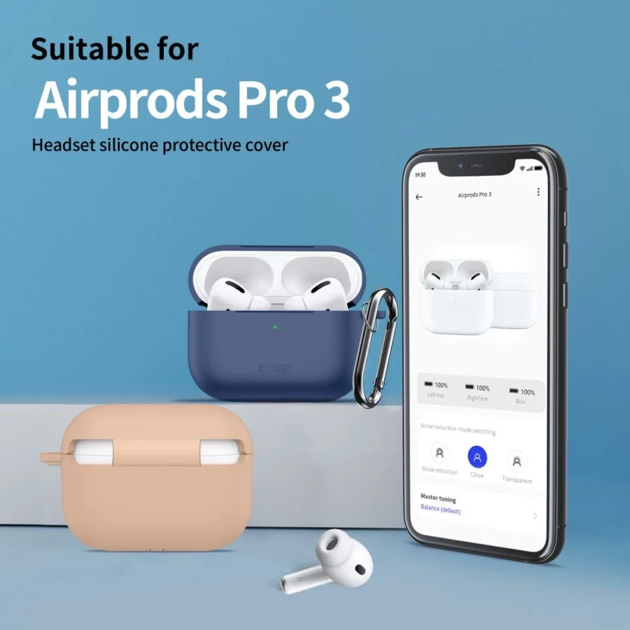 Etui Tech-Protect Silicone Hook na AirPods Pro - szare