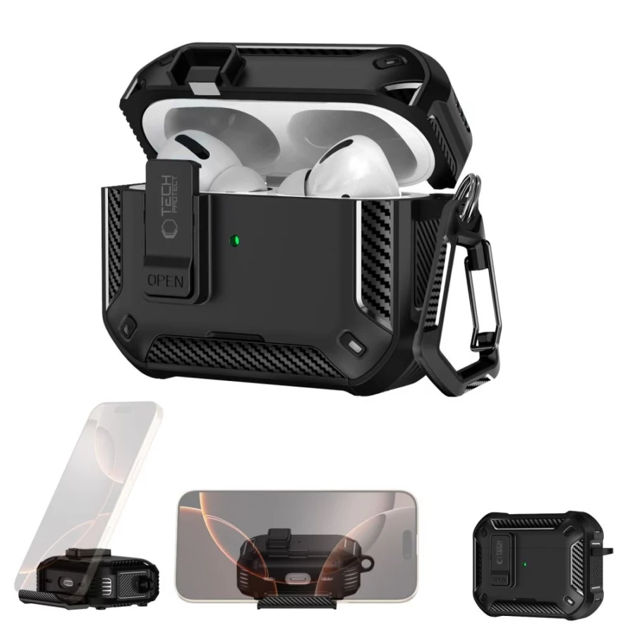 Etui Tech-Protect Carbonox MagSafe na AirPods Pro - czarne