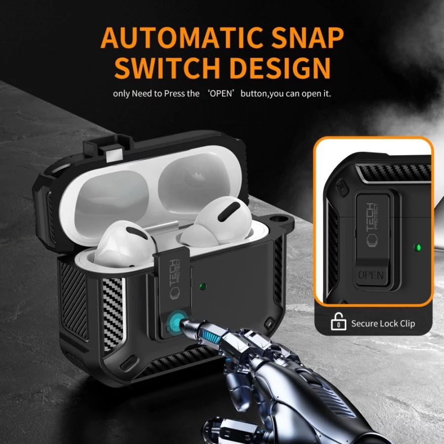 Etui Tech-Protect Carbonox MagSafe na AirPods Pro - czarne