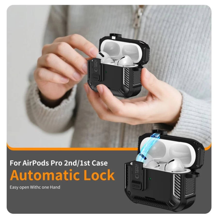 Etui Tech-Protect Carbonox MagSafe na AirPods Pro - czarne