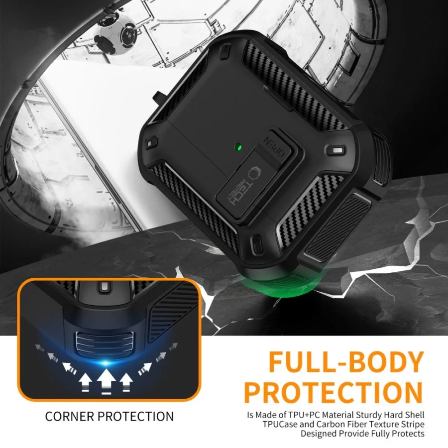 Etui Tech-Protect Carbonox MagSafe na AirPods Pro - czarne