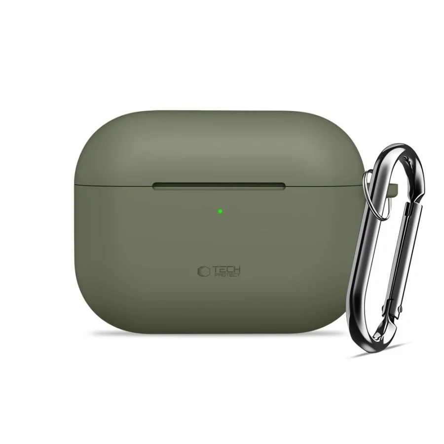 Etui Tech-Protect Silicone Hook na AirPods Pro - oliwkowe