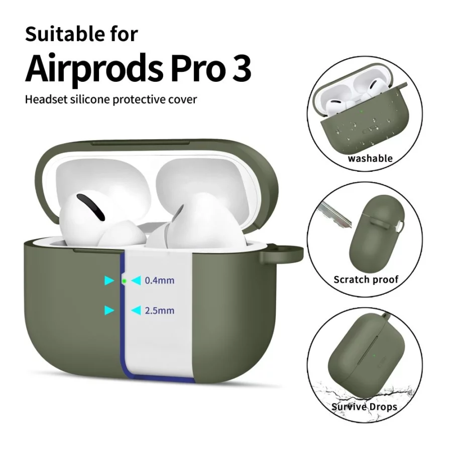 Etui Tech-Protect Silicone Hook na AirPods Pro - oliwkowe