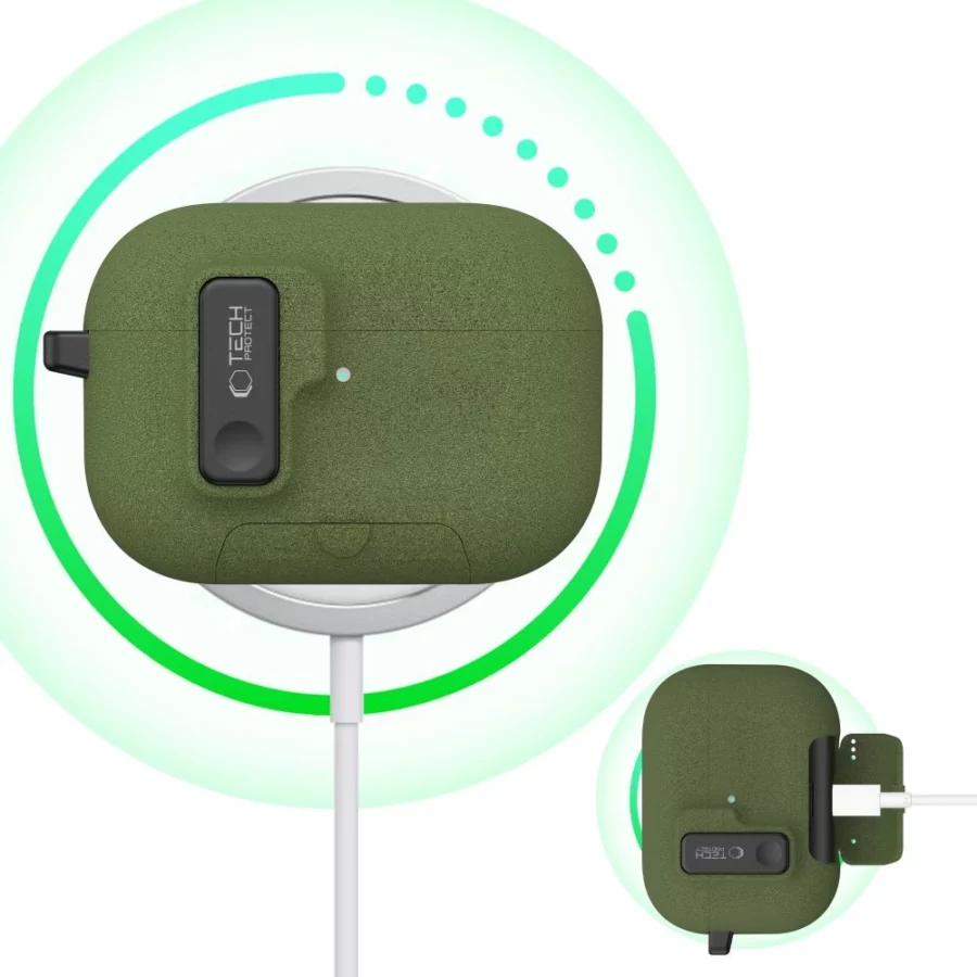 Etui Tech-Protect Slim Hook na AirPods Pro 3 - Zielone