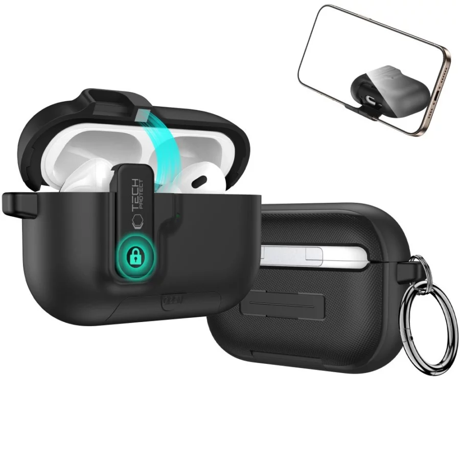 Etui Tech-Protect Slim Hook na AirPods Pro 3 - czarne