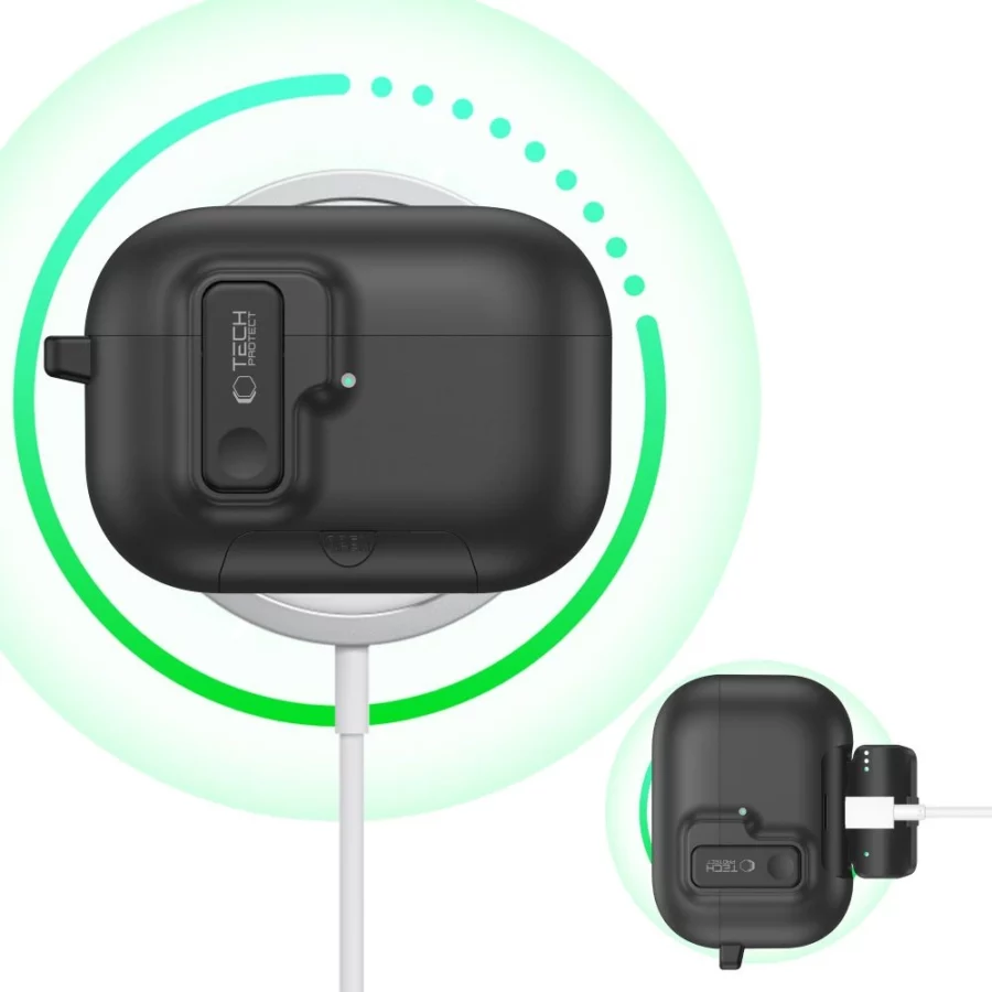Etui Tech-Protect Slim Hook na AirPods Pro 3 - czarne