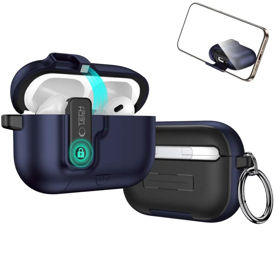 Etui Tech-Protect Slim Hook na AirPods Pro 3 - granatowe