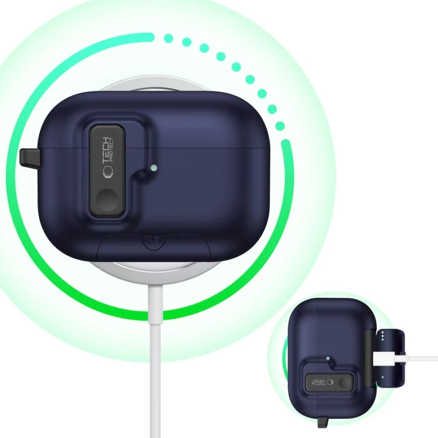 Etui Tech-Protect Slim Hook na AirPods Pro 3 - granatowe