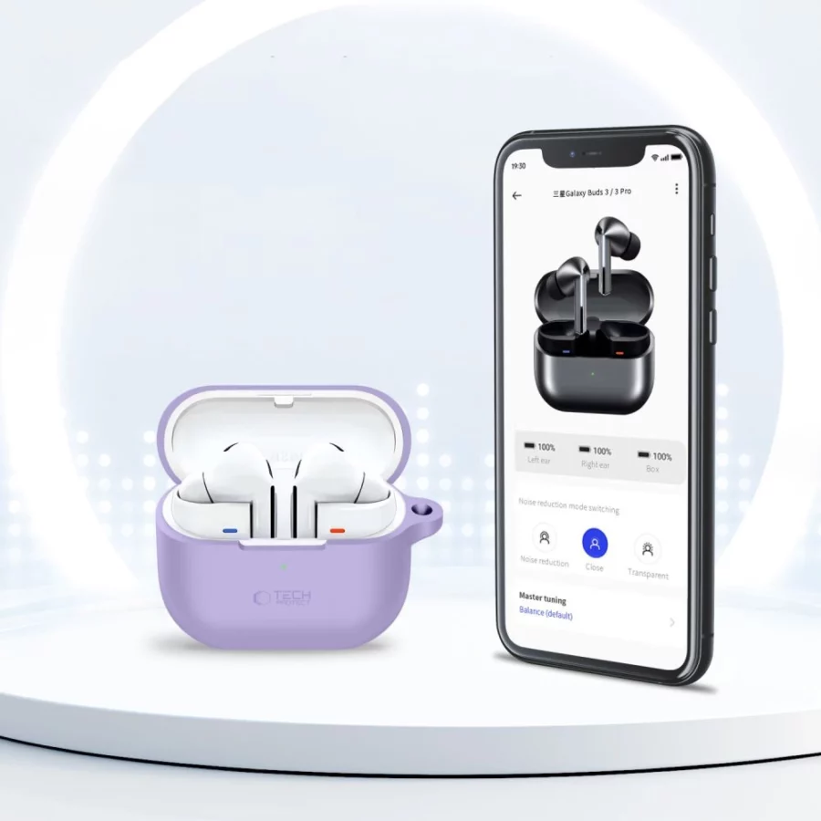Etui Tech-Protect Silicone Hook na Samsung Galaxy Buds 3 / 3 FE / 3 Pro - fioletowe