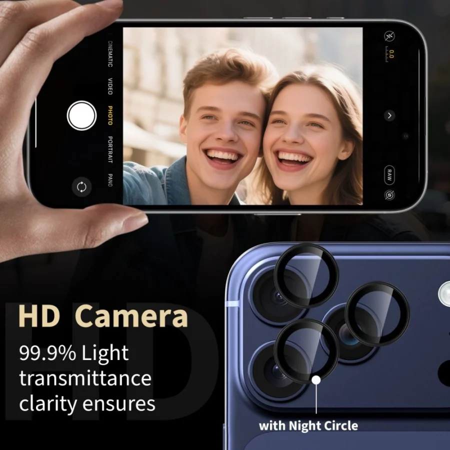 Osłona aparatu Tech-Protect Camring Fit+ na iPhone 14 Pro / Max / 15 Pro / Max / 16 Pro / Max / 17 Pro / Max - pomarańczowa