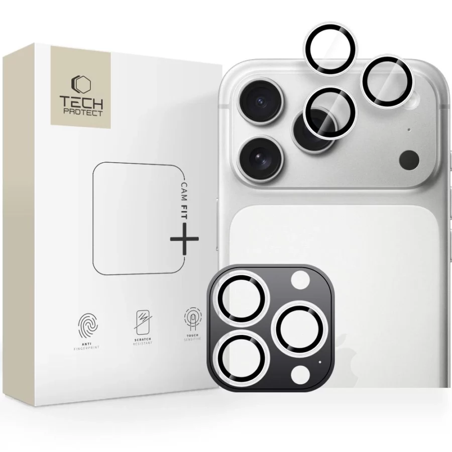 Osłona aparatu Tech-Protect Camring Fit+ na iPhone 14 Pro / Max / 15 Pro / Max / 16 Pro / Max / 17 Pro / Max - srebrna