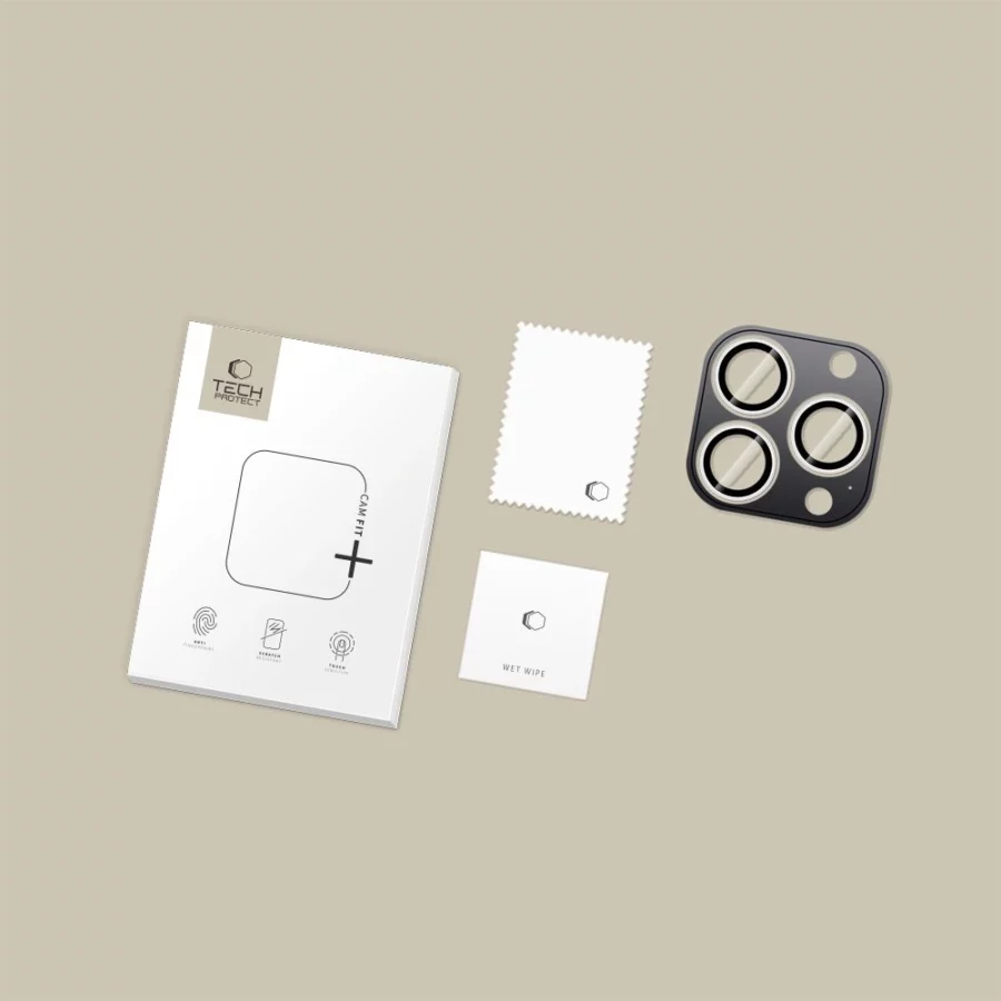 Osłona aparatu Tech-Protect Camring Fit+ na iPhone 14 Pro / Max / 15 Pro / Max / 16 Pro / Max / 17 Pro / Max - srebrna