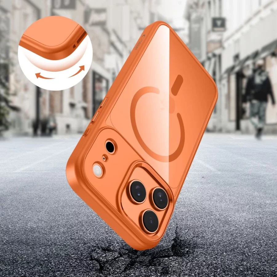 Etui Tech-Protect MagMat MagSafe na iPhone 17 Pro - przezroczysto-pomarańczowe