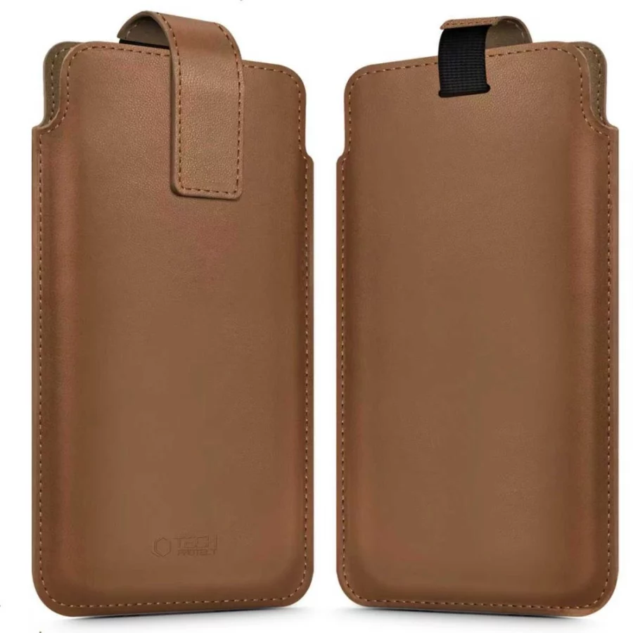 Etui Tech-Protect SM65 dla smartfonów 6.0-6.9" - brązowe