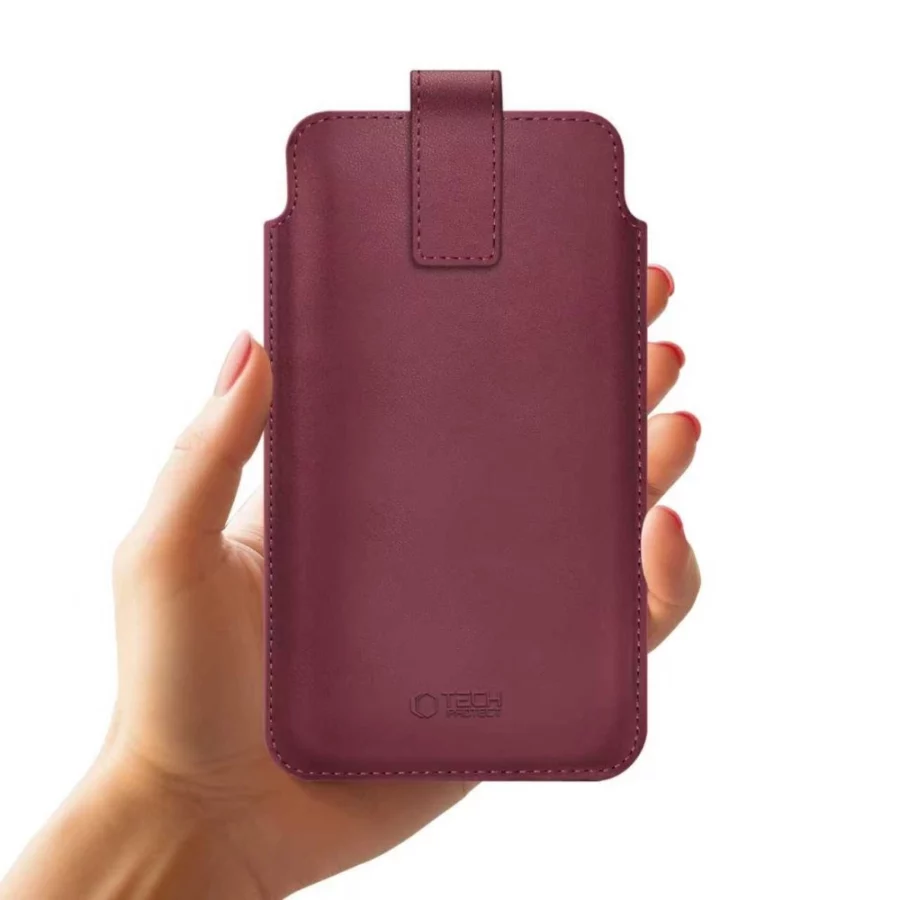 Etui Tech-Protect SM65 dla smartfonów 6.0-6.9" - bordowe