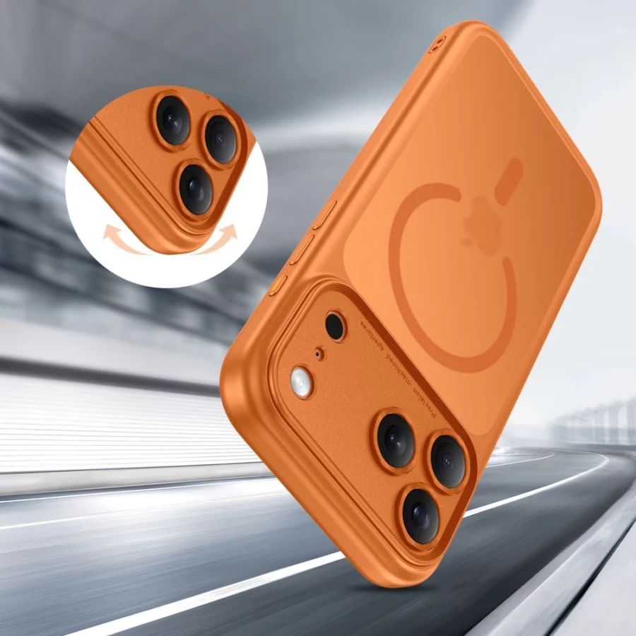 Etui Tech-Protect Magpeak MagSafe CC na iPhone 17 Pro - pomarańczowe