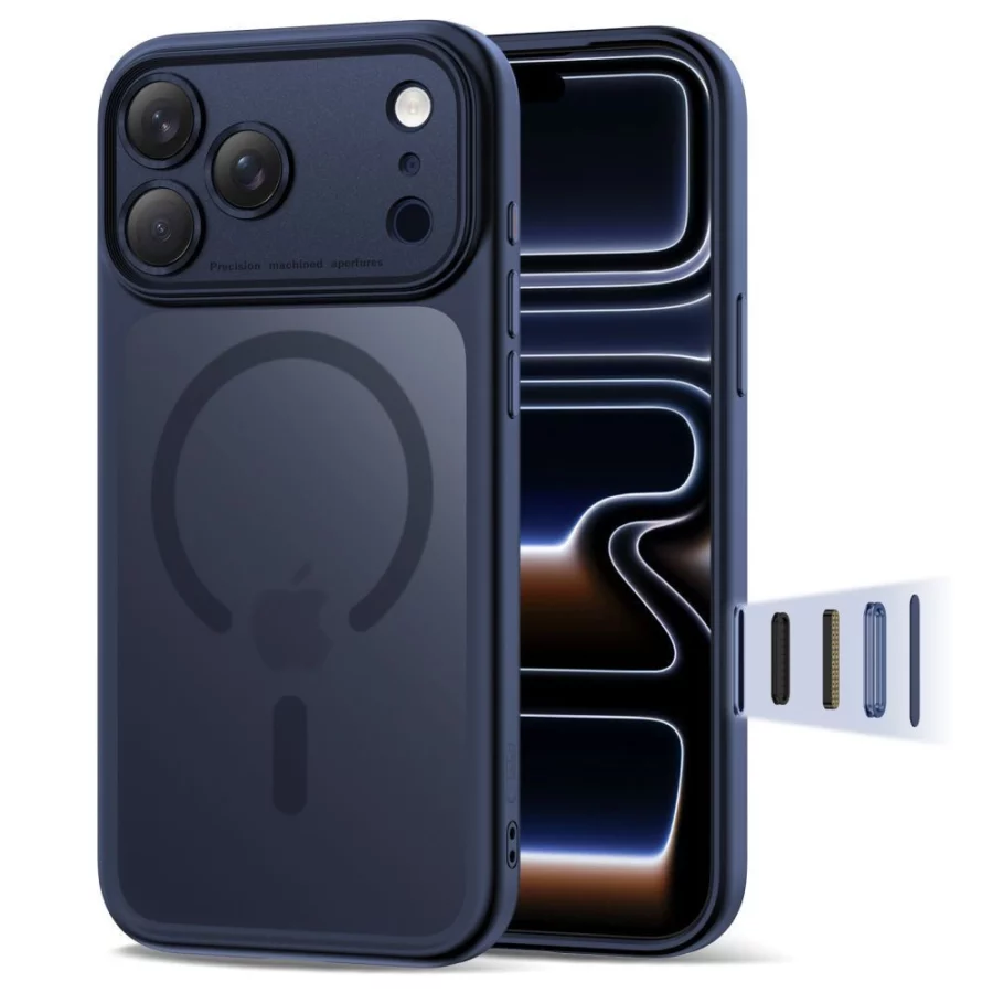 Etui Tech-Protect Magpeak Magsafe CC na iPhone 17 Pro Max - granatowy mat