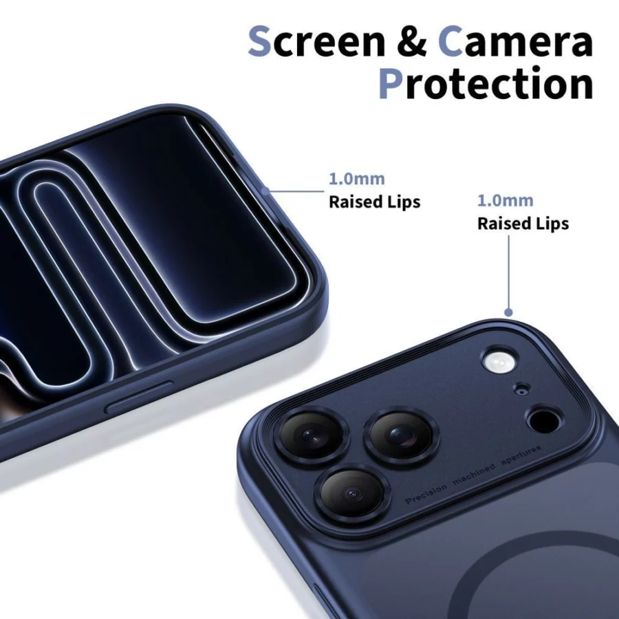 Etui Tech-Protect Magpeak Magsafe CC na iPhone 17 Pro Max - granatowy mat
