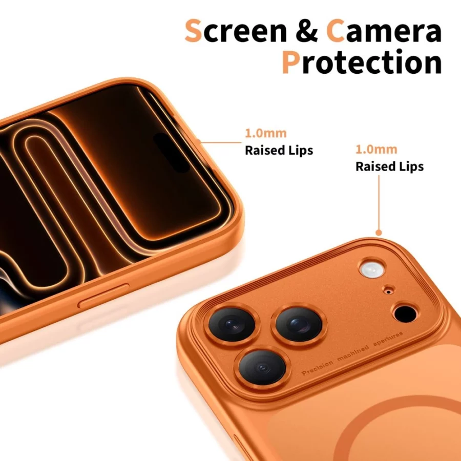 Etui Tech-Protect Magpeak Magsafe CC na iPhone 17 Pro Max -pomarańczowy mat