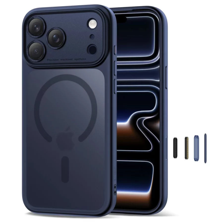 Etui Tech-Protect Magpeak Magsafe CC na iPhone 17 Pro - granatowy mat
