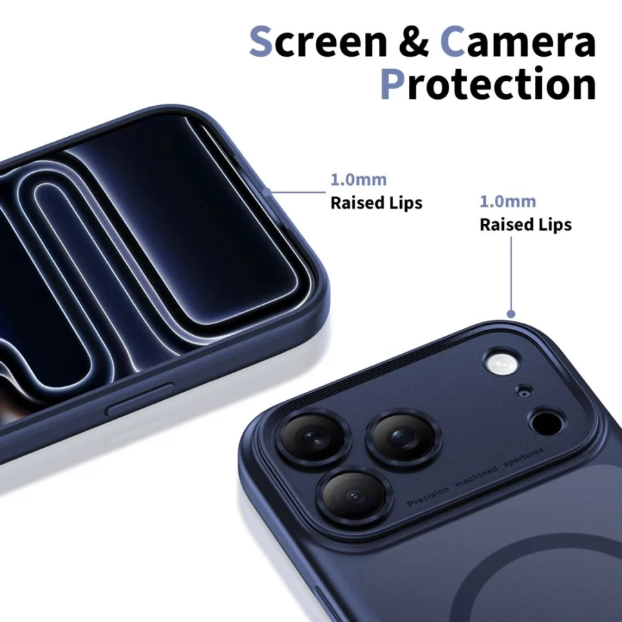 Etui Tech-Protect Magpeak Magsafe CC na iPhone 17 Pro - granatowy mat