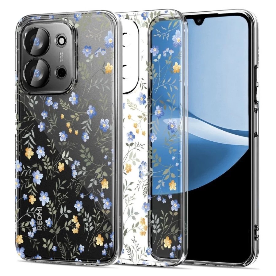 Etui Tech-Protect FlexAir na Xiaomi Redmi 15C 173 mm / Poco 85C 173 mm - stokrotki z liśćmi