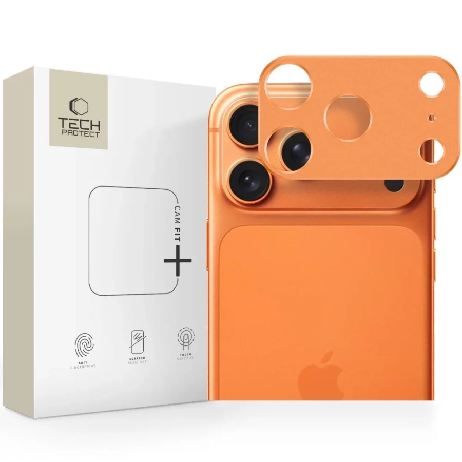 Osłona aparatu Tech-Protect Camalloy Fit+ na iPhone 17 Pro Max - pomarańczowe