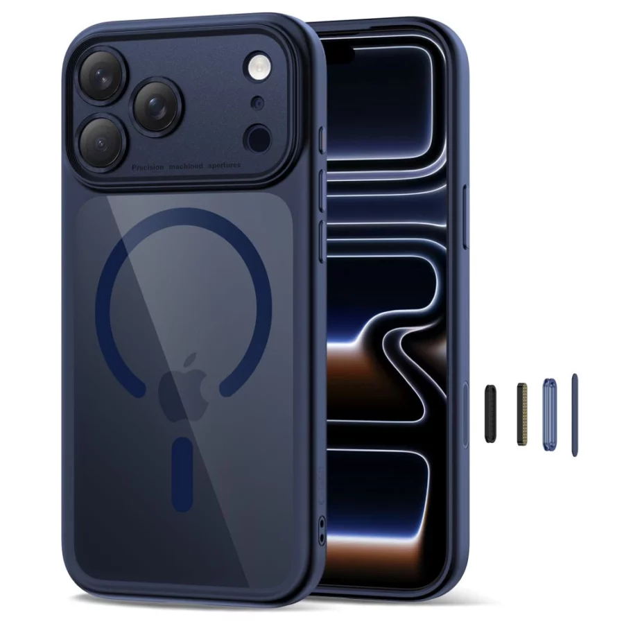 Etui Tech-Protect Magpeak Magsafe CC na iPhone 17 Pro - przezroczysto-granatowe
