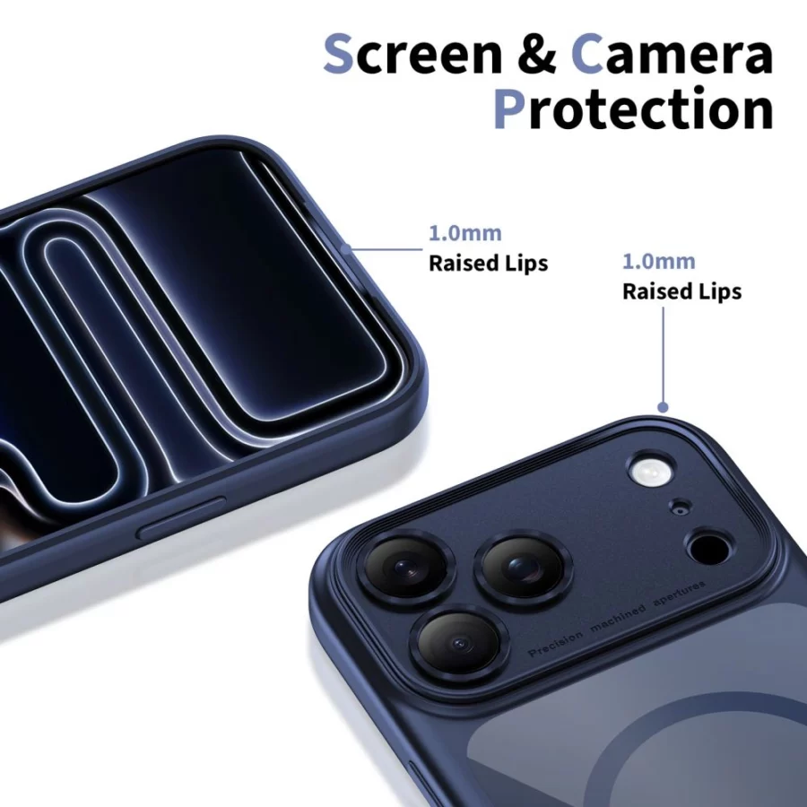 Etui Tech-Protect Magpeak Magsafe CC na iPhone 17 Pro - przezroczysto-granatowe