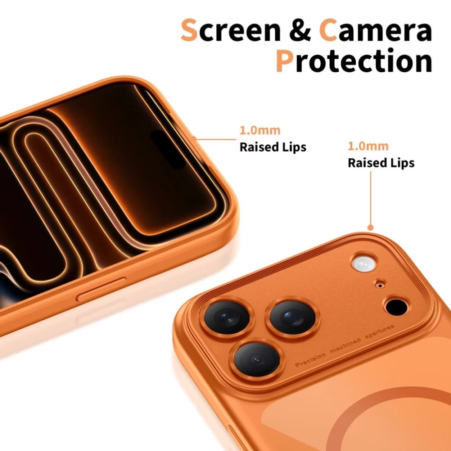 Etui Tech-Protect Magpeak Magsafe CC na iPhone 17 Pro Max - przezroczysto-pomarańczowe