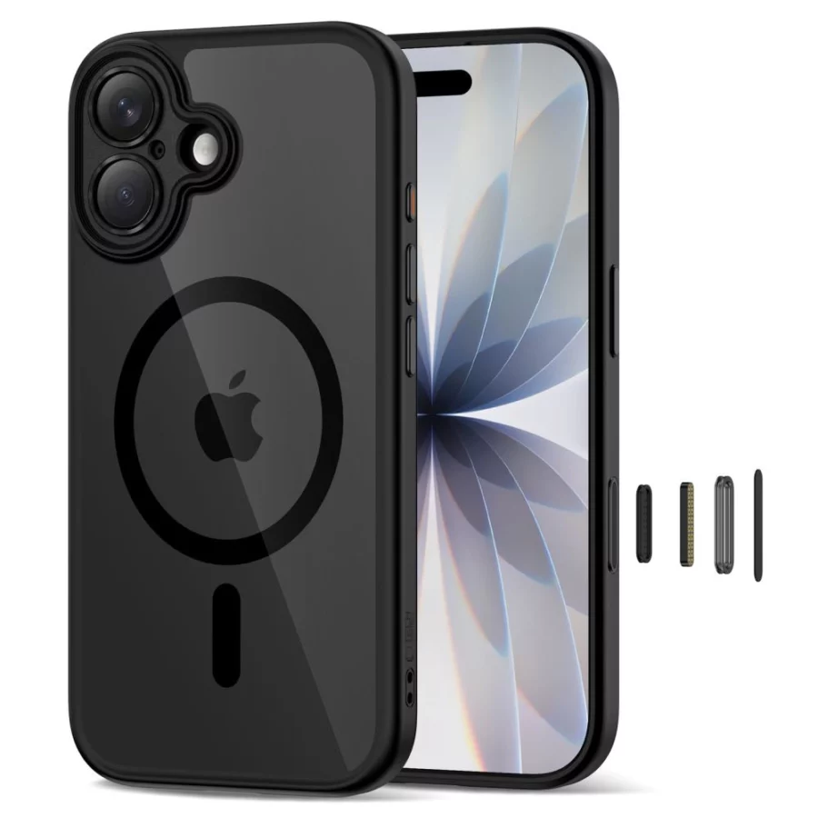 Etui Tech-Protect Magpeak Magsafe CC na iPhone 17- przezroczysto-czarne