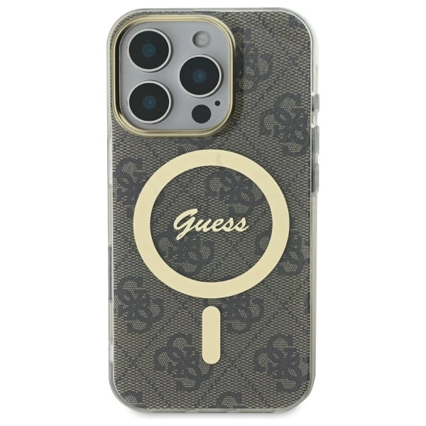 Etui Guess IML 4G MagSafe na iPhone 16 Pro - brązowe