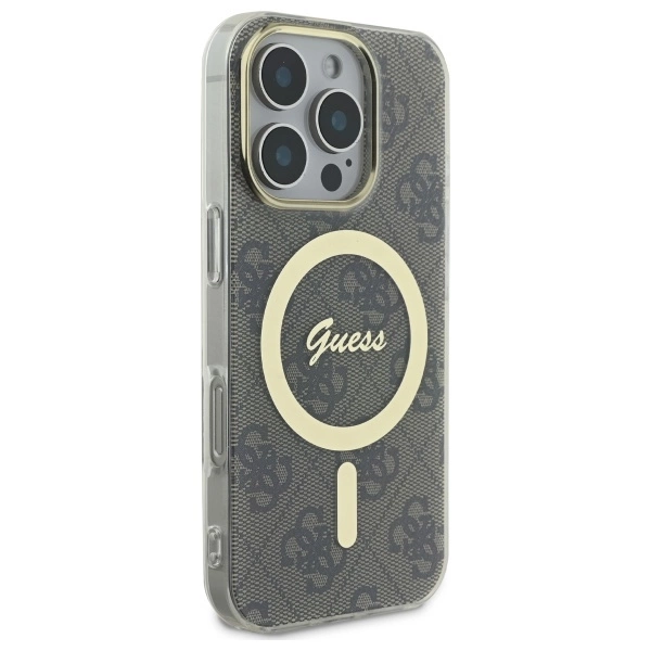 Etui Guess IML 4G MagSafe na iPhone 16 Pro - brązowe