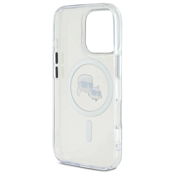 Etui Karl Lagerfeld IML Metal Karl&Choupette Head MagSafe na iPhone 16 Pro - białe