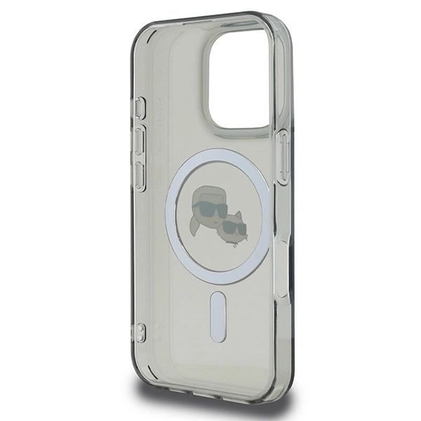 Etui Karl Lagerfeld IML Metal Karl&Choupette Head MagSafe na iPhone 16 Pro - czarne