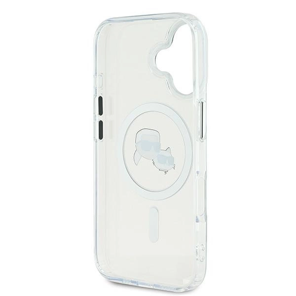 Etui Karl Lagerfeld IML Metal Karl&Choupette Head MagSafe na iPhone 16 Plus - białe