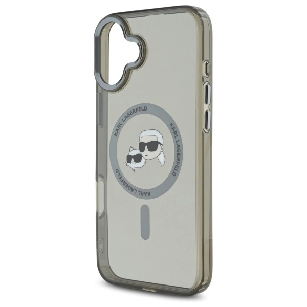 Etui Karl Lagerfeld IML Metal Karl&Choupette Head MagSafe na iPhone 16 Plus - czarne