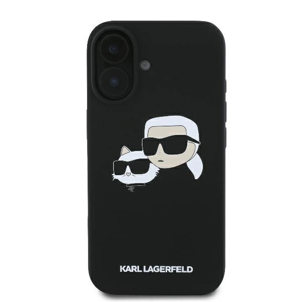 Etui Karl Lagerfeld Silicone nauble Heads Print MagSafe na iPhone 16 - czarne