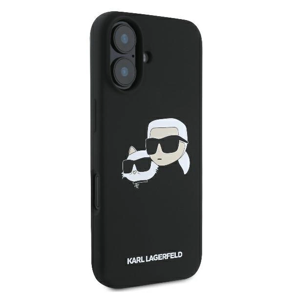 Etui Karl Lagerfeld Silicone nauble Heads Print MagSafe na iPhone 16 - czarne