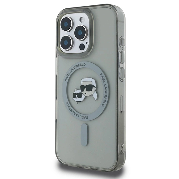 Etui Karl Lagerfeld IML Metal Karl&Choupette Head MagSafe na iPhone 16 Pro Max - czarne
