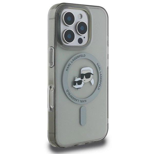 Etui Karl Lagerfeld IML Metal Karl&Choupette Head MagSafe na iPhone 16 Pro Max - czarne