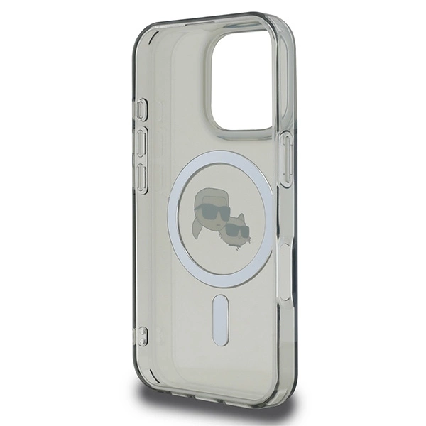 Etui Karl Lagerfeld IML Metal Karl&Choupette Head MagSafe na iPhone 16 Pro Max - czarne