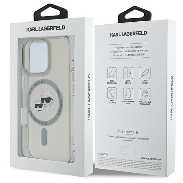 Etui Karl Lagerfeld IML Metal Karl&Choupette Head MagSafe na iPhone 16 Pro Max - czarne
