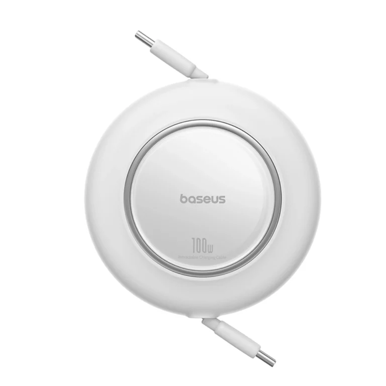 Kabel Baseus Free2Pull Mini 100W zwijany USB-C - USB-C 2m - biały